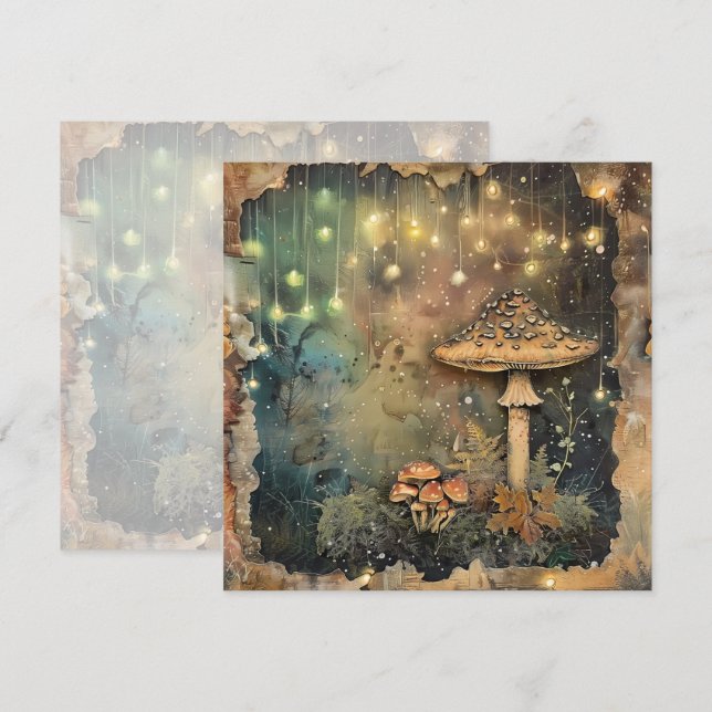 Codescore Mushroom Fairy Light Scrapbook Journal Einladung (Vorne/Hinten)