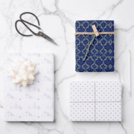 Codescore Wrapping Paper Navy Weihnachtszelt Geschenkpapier Set