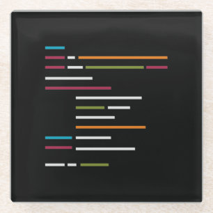 Codezeilen im dunklen Modus für die Programmierun Glasuntersetzer