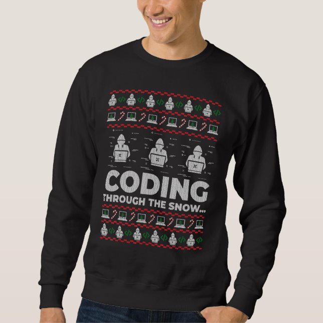 Codieren durch den schneebedeckten Weihnachtskuche Sweatshirt (Vorderseite)