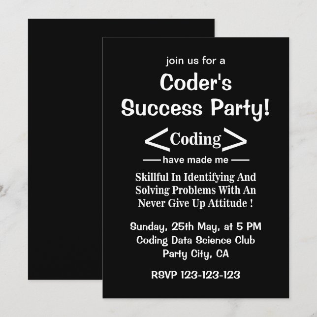 Codierer Programmierer Entwickler Coder Einladung (Vorne/Hinten)