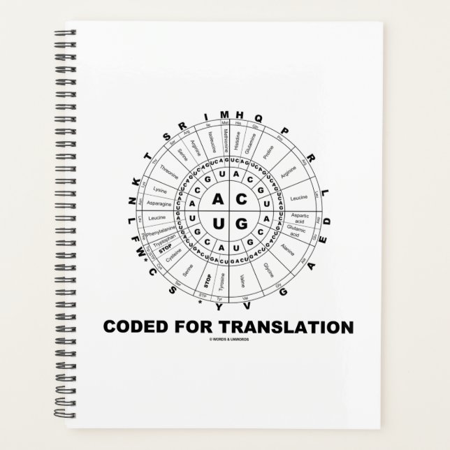 Codiert für Translation RNA Codon Wheel Geek Spaß Planer (Vorderseite)