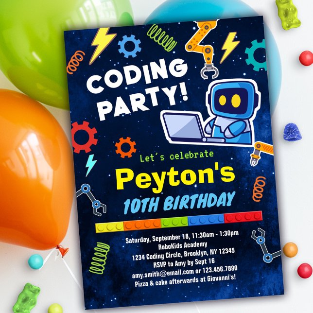 Coding Birthday Party Einladung für Kinder (Von Creator hochgeladen)
