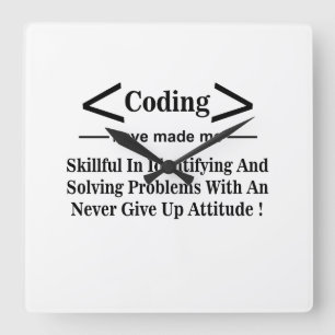 Coding Coder Developer Programmer Coding Quadratische Wanduhr