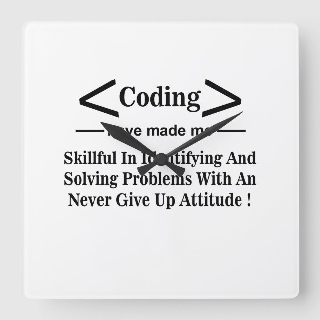 Coding Coder Entwickler Programmierer Coding Quadratische Wanduhr (Vorderseite)