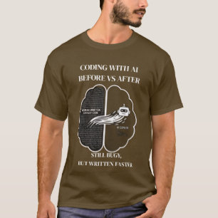 Coding mit KI Vorher vs Nachher Lustiges Entwickle T-Shirt