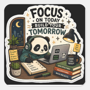 Coding Panda Aufkleber   Konzentriere dich auf Heu