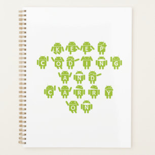 Coding und Carry On behalten (Bug Droid Schriftart Planer