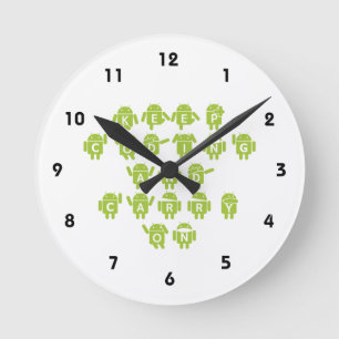 Coding und Carry On behalten (Bug Droid Schriftart Runde Wanduhr