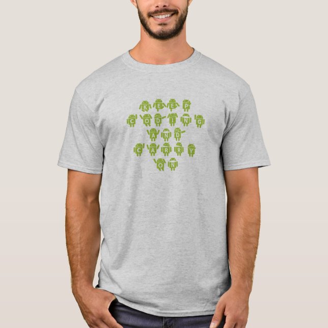 Coding und Carry On behalten (Bug Droid Schriftart T-Shirt (Vorderseite)
