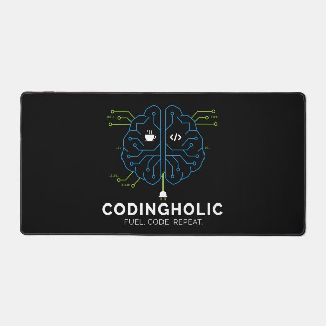 Codingholic Tech Brain Dark Programmer & Coders Schreibtischunterlage (Vorderseite)