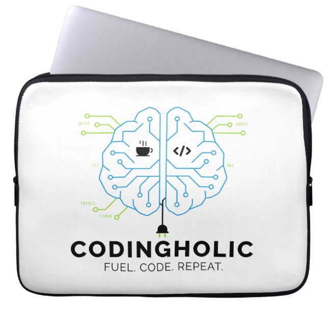 Codingholic Tech Brain Programmer | Entwickler Laptopschutzhülle (Vorderseite)
