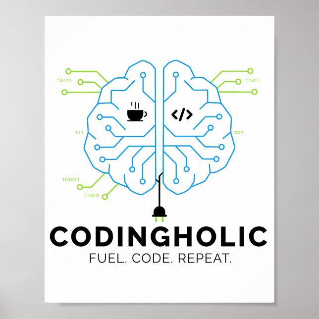 Codingholic Tech Brain Programmer Poster (Vorne)