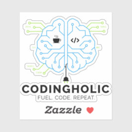 Codingholic Tech Brain Programmierer  Aufkleber