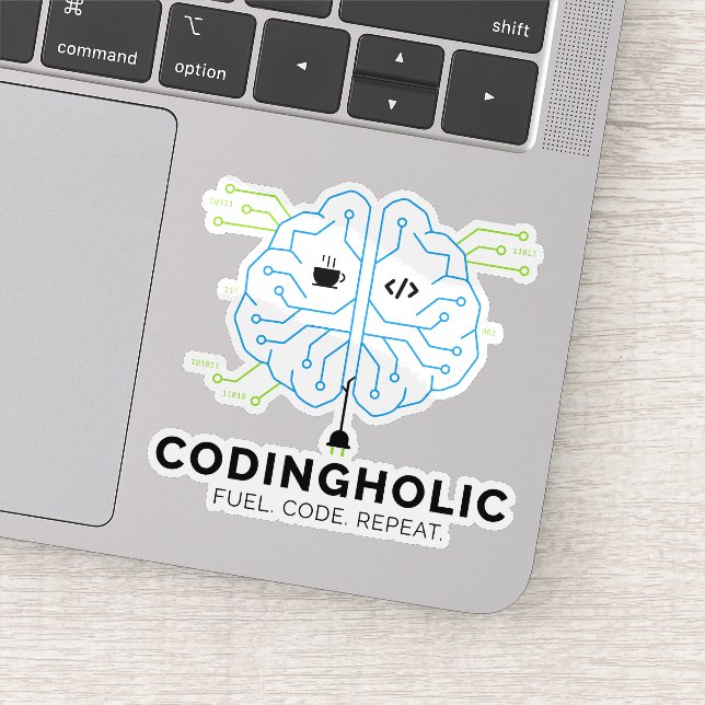 Codingholic Tech Brain Programmierer  Aufkleber (Detail)