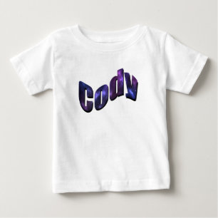 Cody-Name aus blauen Nebelwolken gemacht, Baby T-shirt