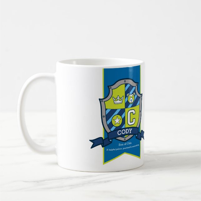 Cody Ritter Schild grün blauer Bär Name Bedeutung Kaffeetasse (Links)