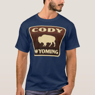 Cody Wyoming Retro Buffalo Abzeichen Brown T-Shirt