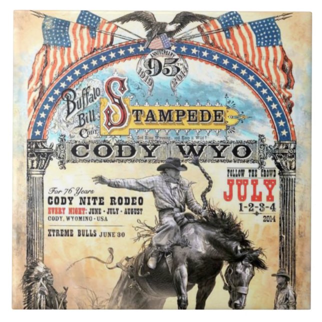 Cody, Wyoming Rodeo Keramikfliese (Vorderseite)