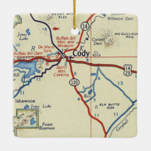 Cody Wyoming Vintage Karte Keramikornament