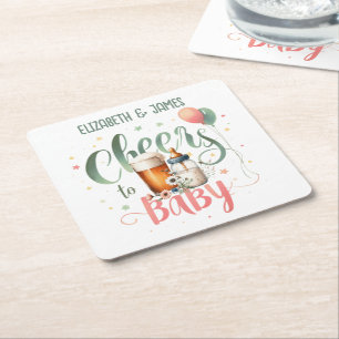 COED Baby Brewing Beers Flaschen Anfeuern auf Baby Rechteckiger Pappuntersetzer