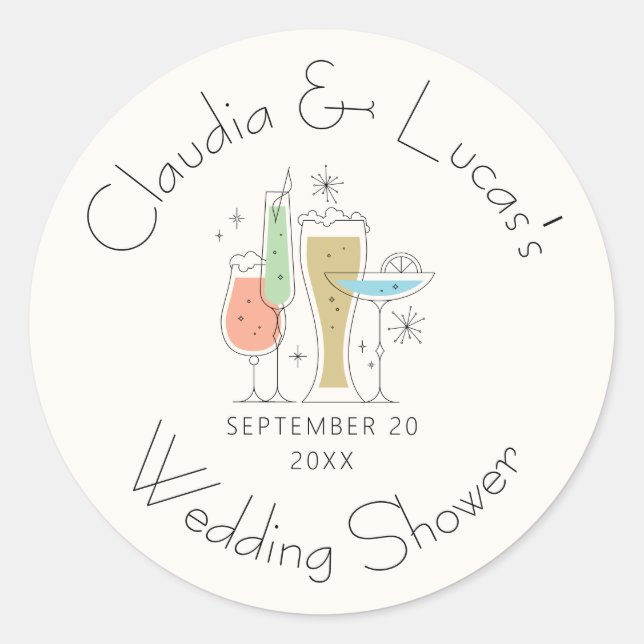 Coed Wedding Brautparty Runder Aufkleber (Vorderseite)