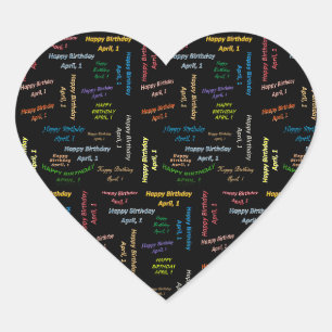Cœur 1er avril Sticker pour l'anniversaire