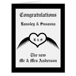 Coeur ailé gothique Mariage Personnalisé Monogramm