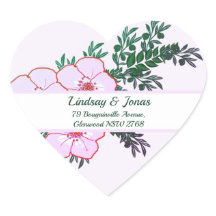 Anémone rose Végétale Retourner Adresse Sticker