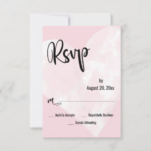 Cœur aquarelle blanc RSVP mariage rose pâle