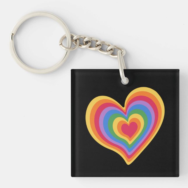 Coeur arc en ciel. Pride gay love Porte - clé (Devant)