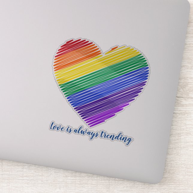 Coeur arc-en-ciel, Sticker pour ordinateur portabl (Détail)