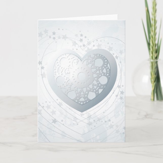 Coeur argenté, carte de voeux (Devant)