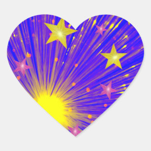 Coeur autocollant de feux d'artifice