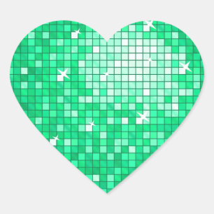 Coeur autocollant Disco Carreaux Jade