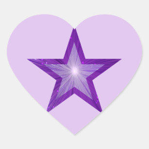 Coeur autocollant pourpre étoile pâle violet