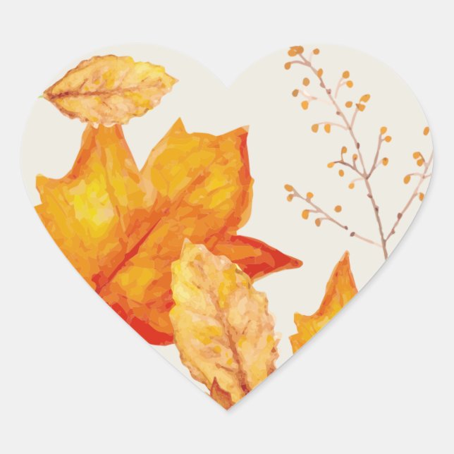 Cœur Automne Feuilles Sticker Sceller (Devant)