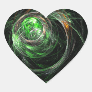 Cœur Autour du monde Vert Abstrait Art Coeur Sticker