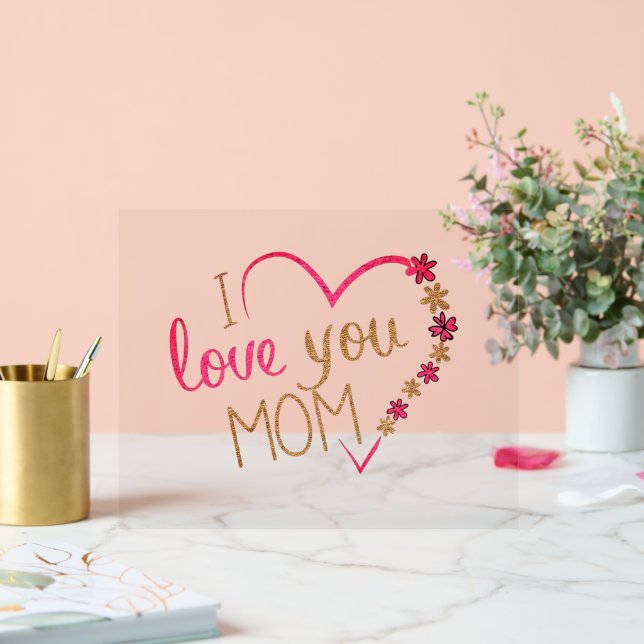 Coeur avec le texte Je t'aime Maman Symbole acryli (Mariage)