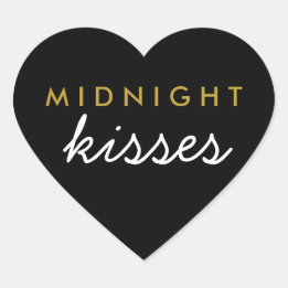 Cœur Baisers de minuit Sticker de mariage Black Gold