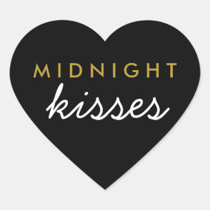 Cœur Baisers de minuit Sticker de mariage Black Gold
