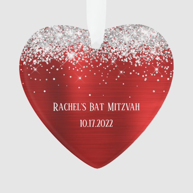 Coeur Bat mitzvah de Parties scintillant rouge arg (devant)