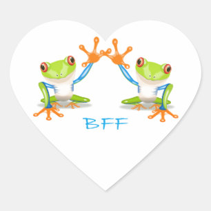 Cœur BFF Meilleur Amis Forever Frogs Sticker Coeur