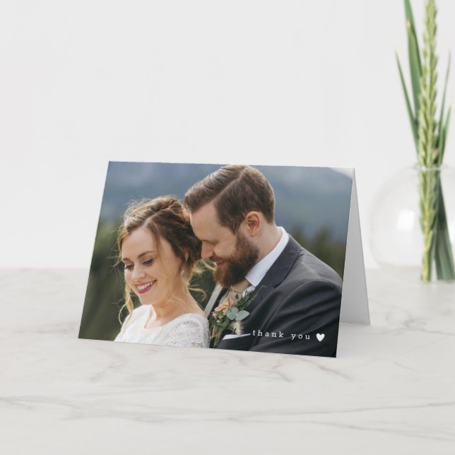 Coeur blanc romantique Big Photo Mariage Merci (Devant)