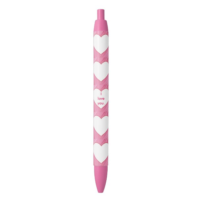 Coeur blanc sur fond rouge rose Vos stylos (devant Vertical)