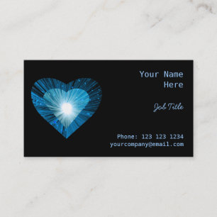 Coeur bleu "coeur" carte de visite noir