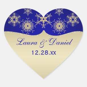 Cœur Bleu, Parties scintillant d'or REGARDER Sticker Ma