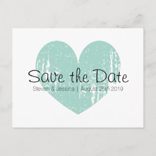 Coeur bleu turquoise enregistrer la date cartes po