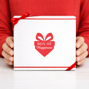 Cœur Boîte de Bonheur Coeur Sticker Rouge & Blanc Desig
