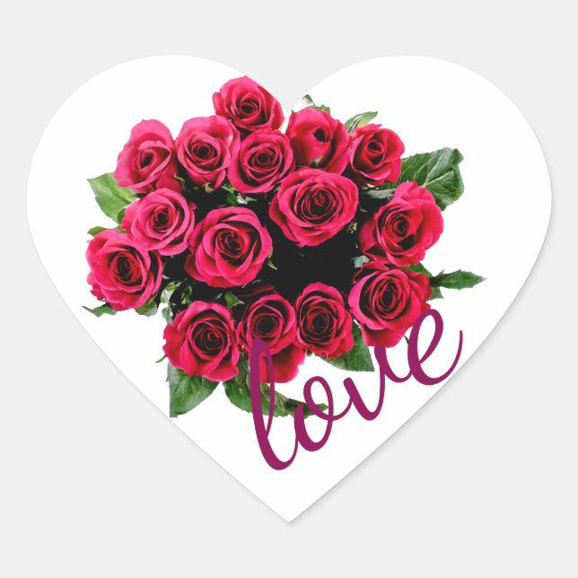 Cœur Bouquet de Roses rouges avec amour sur Sticker Coe (Devant)